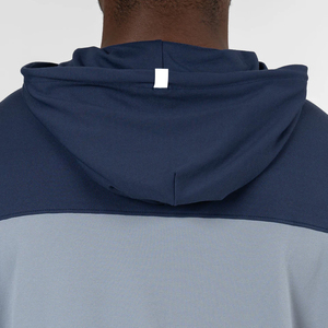 <b>Men's</b> Color Block Hooded <b>Sweatshirt</b> Casual Long Sleeve Pullover with Kangaroo Pocket Navy Blue <b>Grey</b> - Product Image 4