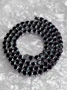 Trendy Moissanite Cuban Iced Out 925 <b>Silver</b> Hip hop <b>Men</b> VVS Black Diamond Cuban Link Chain <b>For</b> Unisex - Product Image 4
