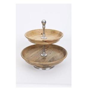 Soporte redondo de madera para tartas, pedestal de madera de mango, servidor de postres hecho a mano, exhibidor de postres para bodas, fiestas, hogar, artesanal de madera. - Product Image 5