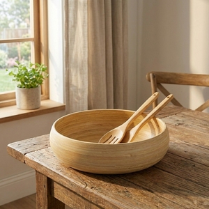 Ensemble de vaisselle en bambou écologique, bols faits à la main pour la maison, la cuisine, la restauration et les fêtes, personnalisable - Product Image 3