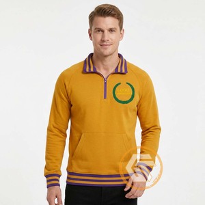 Sudadera de Cuello Redondo con Bordado Personalizado GREEK TREASURES para Hombre, Amarilla con Ribete, Manga Raglán, Tejido de Algodón, Estilo Casual - Product Image 1