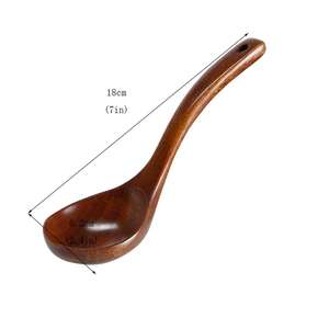 Louche à soupe en acier inoxydable avec long manche en bois, grande cuillère de service pour soupe, bouillie, riz - Product Image 2