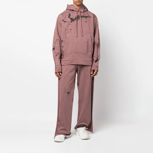 Sudadera con Capucha Oversize de Algodón para Hombre, Estilo Vintage, con Logotipo Personalizado, Diseño de Salpicaduras de Pintura Verde, Efecto Desgastado - Product Image 3