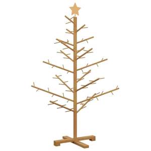 Sapin de Noël en bois de pin massif avec support, 49,21 pouces, marron, sapin de Noël en bois massif - Product Image 2