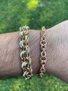 Pulsera de cadena con eslabones circulares de aleación de zinc chapada en oro sólido de 14K/24K para hombre, estilo vintage, joyería de moda. - Product Image 3