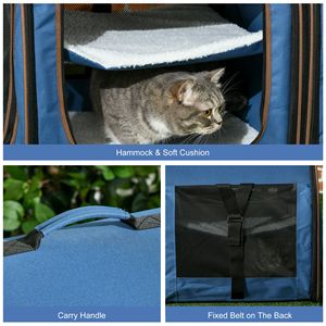 39\" Portable Cat Kennel Travel Dog <b>Crate</b> with Two Compartments Soft Cushions and <b>Storage</b> Bag Soft Sided Pet Carrier - Product Image 6