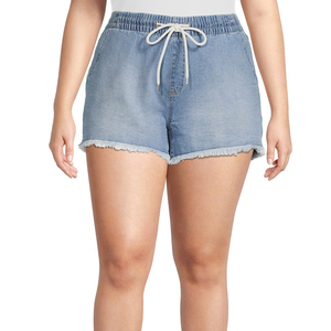 Hot Selling Ladies <b>Denim</b> Shorts Casual Summer Wear Plus Size High Rise <b>Denim</b> Pull on Shorts - Product Image 2