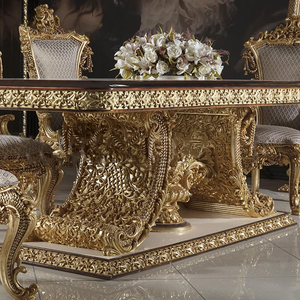 Regal The Mocoto Luxury Antique Dining Room Furniture Set Carved Wood <b>Gold</b> <b>Console</b> <b>Table</b> Chairs Classic European Villa Hotel Set - Product Image 6