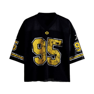 Camiseta Deportiva Casual de Malla Negra OEM para Fútbol Americano, Estilo Vintage con Número Estampado, Ajuste Holgado, Venta al por Mayor, Unisex, Proveedor - Product Image 3