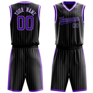 Conjunto Deportivo de Baloncesto con Estampado Negro y Morado, Ligero, de Malla Transpirable, Personalizado para Hombres y Mujeres - Product Image 1