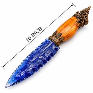 Épée athame artisanale en obsidienne bleue avec manche orné en alliage de zinc, cadeau de collection pour cosplay fantastique - Product Image 4