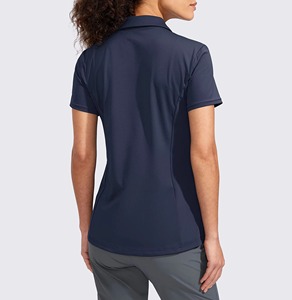 เสื้อโปโลสีน้ำเงินรอยัลสำหรับผู้หญิง ปักลายตราสัญลักษณ์ แขนสั้น คอปก ผ้าคอตตอนผสม สวมใส่สบาย เหมาะสำหรับกอล์ฟ ธุรกิจ แฟชั่น - Product Image 6