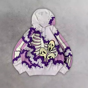 Sudadera con Capucha Estilo Gótico Punk para Hombre, Diseño de Esqueleto y Telaraña 3D, Corte Holgado, 100% Algodón Ecológico para Invierno - Product Image 2