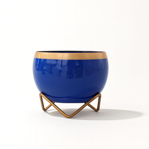Petits pots de fleurs décoratifs bleus et dorés pour plantes d'intérieur, succulentes, cactus, petites plantes vertes, décoration de la maison - Product Image 2