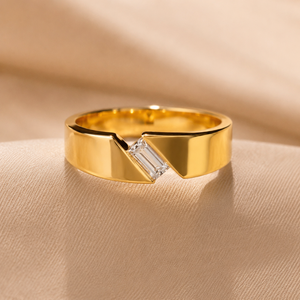 Anillo Abierto Minimalista con Diamante Cultivado en Laboratorio, Corte Baguette, Anillo de Compromiso y Boda, Joyería Fina de Fabricante - Product Image 1