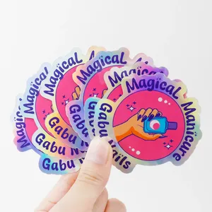Autocollant personnalisé en vinyle PVC imperméable découpé sur mesure avec logo holographique 3D décoratif et estampage doré, papier adhésif durable - Product Image 2