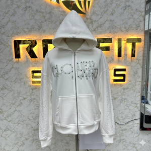Custom Oversized Acid Wash Zip Up Hoodie 500 GSM Heavyweight French Terry Embroidered Streetwear Full Zip Hoodie - Product Image 3