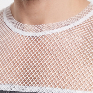 Camiseta de malla transparente con cuello redondo para hombre, ligera, transparente, de manga larga - Product Image 4