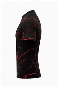 Men's Black Red Lightning Print Short Sleeve <b>Compression</b> Shirt Crew Neck Moisture Wicking Fitted Polyester Sport Top - Product Image 6