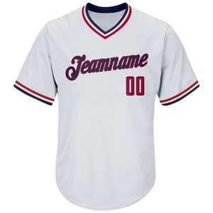 Camiseta de Béisbol Blanca Personalizada con Cuello en V para Hombre, Manga Corta, Nombre del Equipo Impreso, Ropa Deportiva de Poliéster que Absorbe la Humedad - Product Image 2