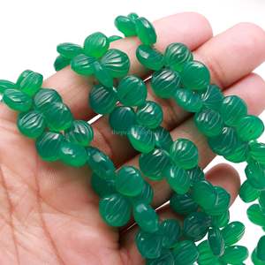 ลูกปัดหินออนิกซ์สีเขียวธรรมชาติแกะสลักทรงเปลือกหอย เจาะรูด้านข้าง ขนาด 9-10 มม. ลูกปัดออนิกซ์สีเขียวแกะสลักด้วยมือ สำหรับทำเครื่องประดับและขายส่ง - Product Image 3