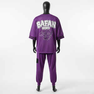 Premium <b>men</b> mesh jersey and jogger pant set 190 GSM lightweight airflow fabric <b>purple</b> training wear with 2 Pieces Sets <b>men's</b> - Product Image 2