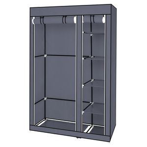 Armadio Portatile Pieghevole in Plastica Grigio da 67 Pollici, Montaggio Rapido e Semplice con Tessuto Non Tessuto e Asta Appendiabiti - Product Image 6