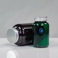 Bouteille transparente en PET de 175 ml pour compléments vitaminiques avec bouchon en aluminium ou givré pour gommes, capsules et produits de santé