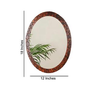 Handcrafted Oval Wooden Slice Wall <b>Mirror</b> Rustic Decorative Natural Wood <b>Frame</b> <b>Mirror</b> - Product Image 4