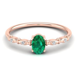 Bagues de fiançailles REYES en or 14 carats de haute qualité avec émeraude taille ovale de 0,5 carat et moissanite, bijoux fins à prix de gros - Product Image 5