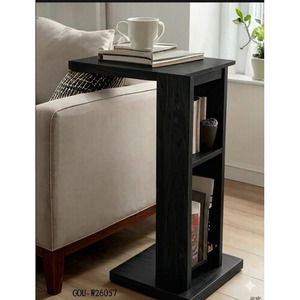 C-Shaped <b>Side</b> <b>Table</b> with 2-Tier <b>Storage</b> Shelves - Product Image 4