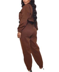 Moda señoras Fitness Wear conjunto de dos piezas Loose Fit correr al aire libre Casual puños elásticos entrenamiento rompevientos chándal para mujeres - Product Image 6