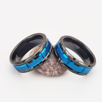 Bague en carbure de tungstène noir et bleu avec motif géométrique entrelacé, alliance de 8 mm pour homme, bijoux industriels en gros