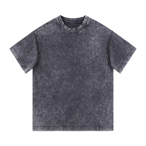 Custom Men Acid <b>Wash</b> Rhinestone TShirt Heavyweight Cotton Oversized Boxy Fit Crew Neck Streetwear High Street Style Front Design - Product Image 5