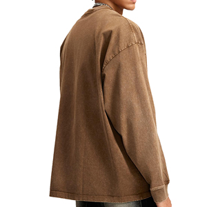 Sweat-shirt personnalisé brodé délavé à l'acide, col rond, teint en pièce, 100% coton, écologique, style vintage, OEM ODM, vêtements d'hiver en gros - Product Image 3