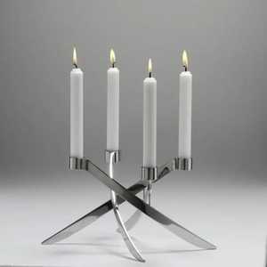 Wholesale Modern <b>Silver</b> Metal Geometric Square Frame 4 Light Taper <b>Lantern</b> Handmade Eco-Friendly Heat Resistant Table - Product Image 2