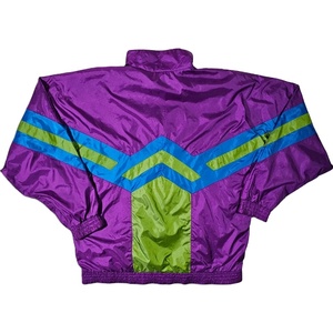 Vintage <b>Purple</b> Color Block Embroidery Front Windbreaker Jacket Waterproof Breathable Nylon Casual Sports Fashion Jacket - Product Image 2