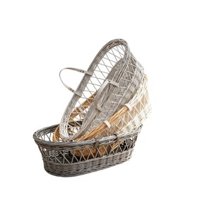 Factory elegant <b>white</b> finish rattan changing <b>basket</b> paired with rattan changing kid <b>basket</b> and carry straps market - Product Image 4