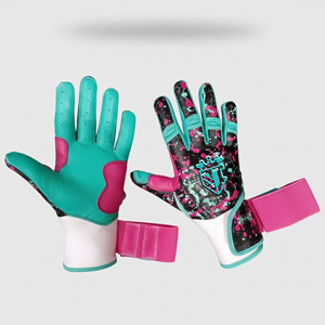 Gants de frappe de softball SHAHI-IMPEX en cuir Cabretta de qualité supérieure, légers et durables, avec un nouveau design rose éclaboussant et manches longues. - Product Image 2