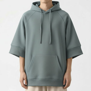 Hoodie streetwear personnalisé à manches courtes, coupe ample, fabricant, services OEM/ODM - Product Image 1