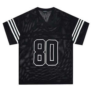 New Design Loose Fit Knitted Mesh V-Neck Crop Football Jersey Unisex Custom Manufacturer American 100% Polyester Anti-Bacterial - Product Image 2