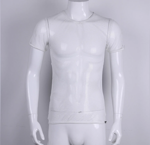 Camiseta sin mangas de malla transparente para hombre con estampado frontal serigrafiado - Product Image 3