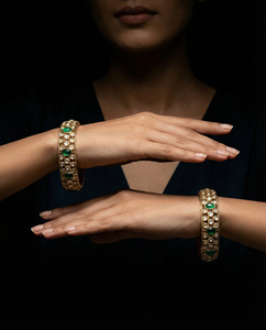 Vintage Green White Stone Zinc Alloy <b>Bangle</b> Set Antique Gold Ethnic Premium <b>Indian</b> Wedding Accessories Traditional Women Jewelry - Product Image 2