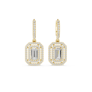 Boucles d'oreilles de fiançailles en or jaune 14 carats avec diamant rond cultivé en laboratoire pour femmes |   Nouveau diamant cultivé - Product Image 1