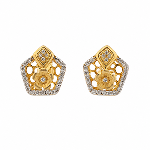 Conjunto de Collar y Pendientes Florales de Diamantes en Oro Amarillo de 18 Quilates para Mujer, Joyería de Regalo de Boda con Filigrana de Alto Brillo - Product Image 4