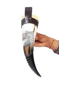 Authentique corne à boire Viking haute qualité poli animal tasse fer support alimentaire sûr sans fuite nordique bière accessoire à boire - Product Image 4