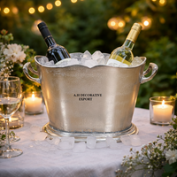 Luxuriöser Silberner Weinkühler Champagnerkühler mit Griffen Doppel-Weinflaschen-Eisbehälter für Hochzeits- und Partydekoration
