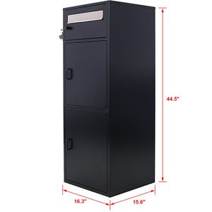 Large Black Steel Freestanding Floor Drop <b>Mailbox</b> Parcel Package with Locking Letterbox and Multi-Compartments - Product Image 5