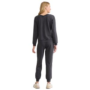 Conjunto de sudaderas y pantalones de chándal para mujer de color negro de proveedor de Bangladesh, conjunto de sudaderas y pantalones con cuello en V para mujer - Product Image 3