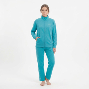 Ensemble de survêtement en molleton deux pièces pour femmes, manches longues, fermeture éclair, col montant, vêtements de sport décontractés, couleur unie, toutes saisons, taille oversize - Product Image 3
